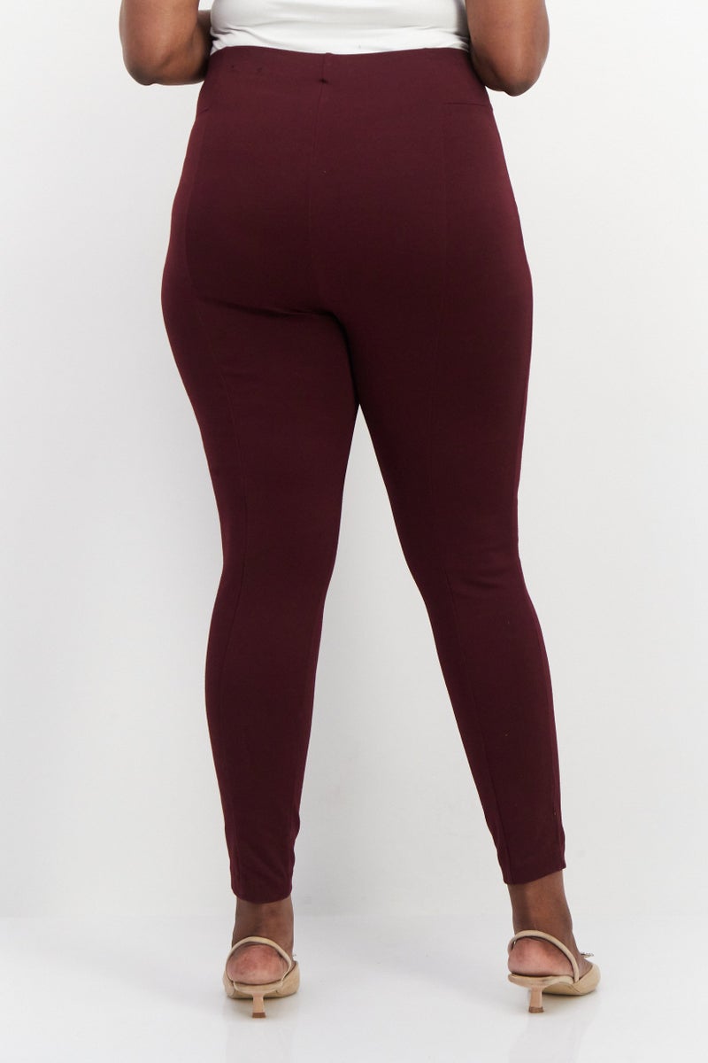 INC Women High Waist Skinny Pants, Maroon - Image 2